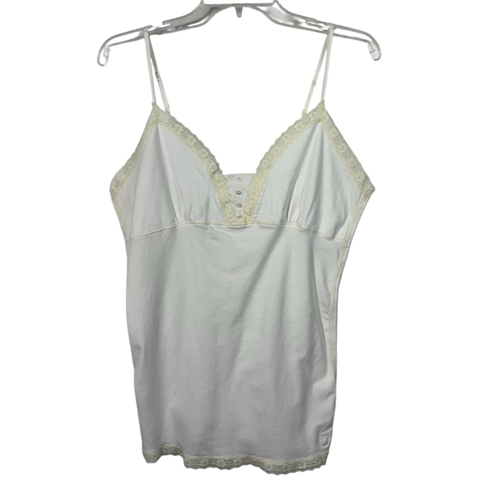American Eagle Vintage Y2K White Lace Trim Fitted Camisole Top XL Elena Gilbert